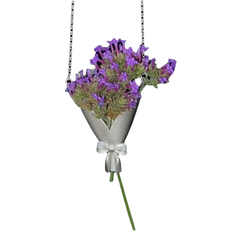 Handcrafted Ikebana Vase Necklace - Elegant Minimalist Wearable Art, Creative Gift for Mother