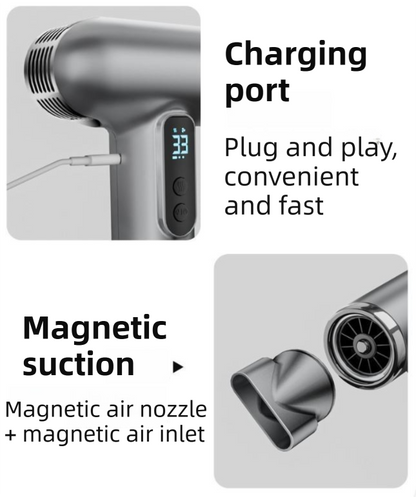 Grey Wireless Rechargeable Hot & Cold Hair Dryer - Lightweight Portable Blow Dryer with Blue Light Ion Care, 3 Speed & Temperature Settings