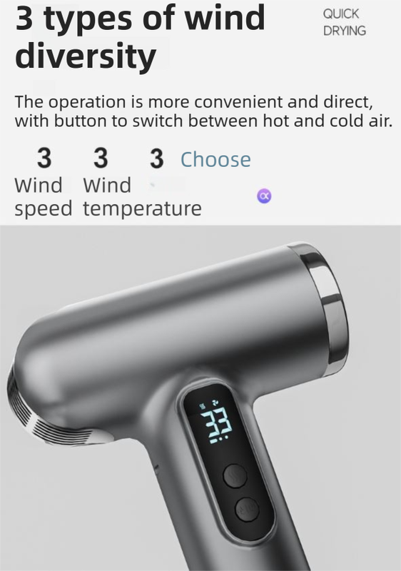 Pink Wireless Rechargeable Hot & Cold Hair Dryer - Lightweight Portable Blow Dryer with Blue Light Ion Care, 3 Speed & Temperature Settings