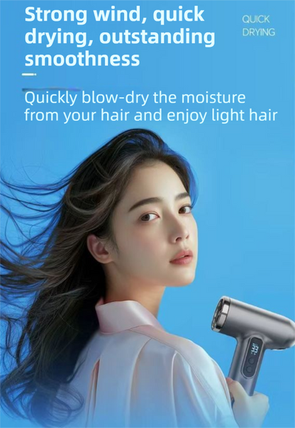 Pink Wireless Rechargeable Hot & Cold Hair Dryer - Lightweight Portable Blow Dryer with Blue Light Ion Care, 3 Speed & Temperature Settings
