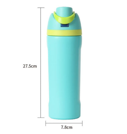 24oz White Large Thermal Water Bottle with Dual-Sipping Lid & Built-in Straw - Leak-Proof 304 Stainless Steel Outdoor Sports Flask