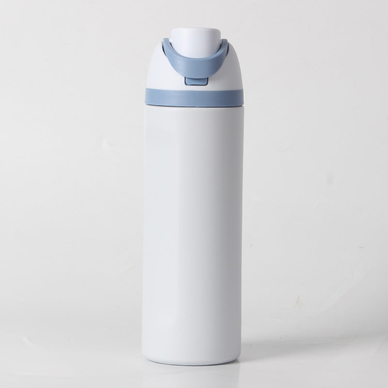 24oz Light Blue Large Thermal Water Bottle with Dual-Sipping Lid & Built-in Straw - Leak-Proof 304 Stainless Steel Outdoor Sports Flask