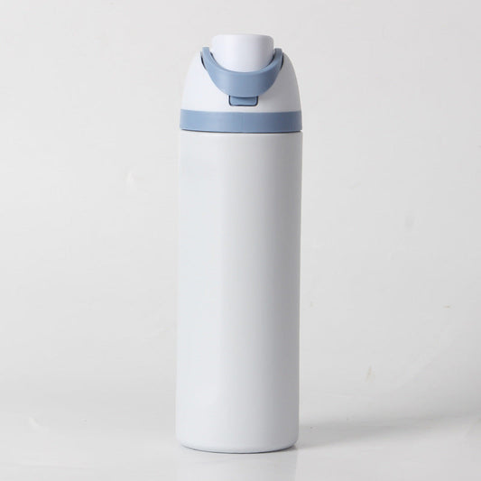 24oz Light Blue Large Thermal Water Bottle with Dual-Sipping Lid & Built-in Straw - Leak-Proof 304 Stainless Steel Outdoor Sports Flask
