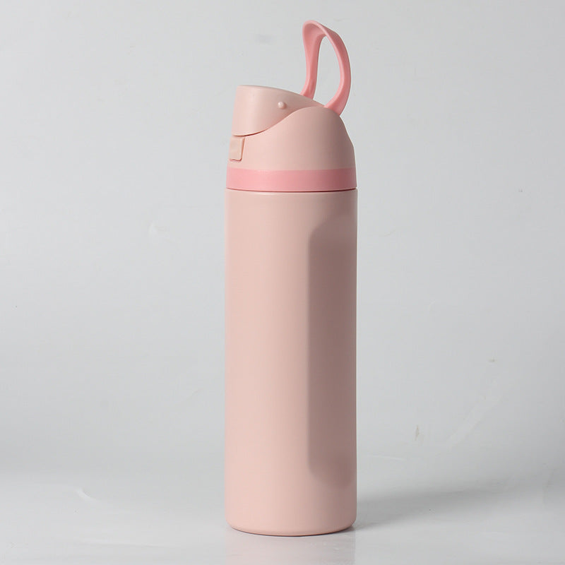 24oz Pink Large Thermal Water Bottle with Dual-Sipping Lid & Built-in Straw - Leak-Proof 304 Stainless Steel Outdoor Sports Flask