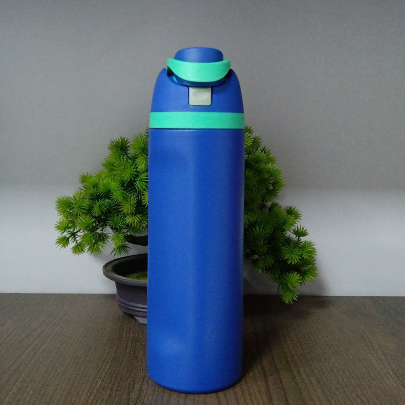 24oz Blue Large Thermal Water Bottle with Dual-Sipping Lid & Built-in Straw - Leak-Proof 304 Stainless Steel Outdoor Sports Flask