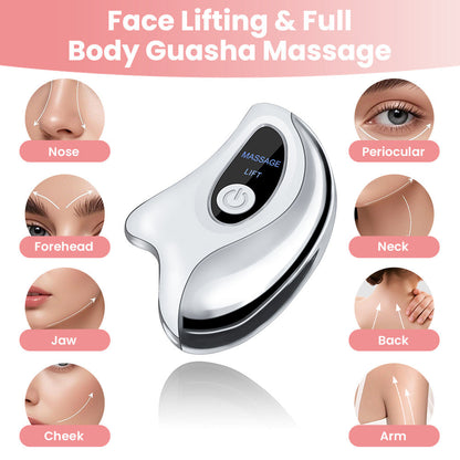 Portable Smart LCD Electric Gua Sha Face Massager - 45Â°C Constant Hot Compresss & Dual Mode Vibration Facial Lifting Beauty Device