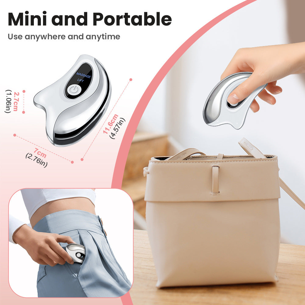 Portable Smart LCD Electric Gua Sha Face Massager - 45Â°C Constant Hot Compresss & Dual Mode Vibration Facial Lifting Beauty Device