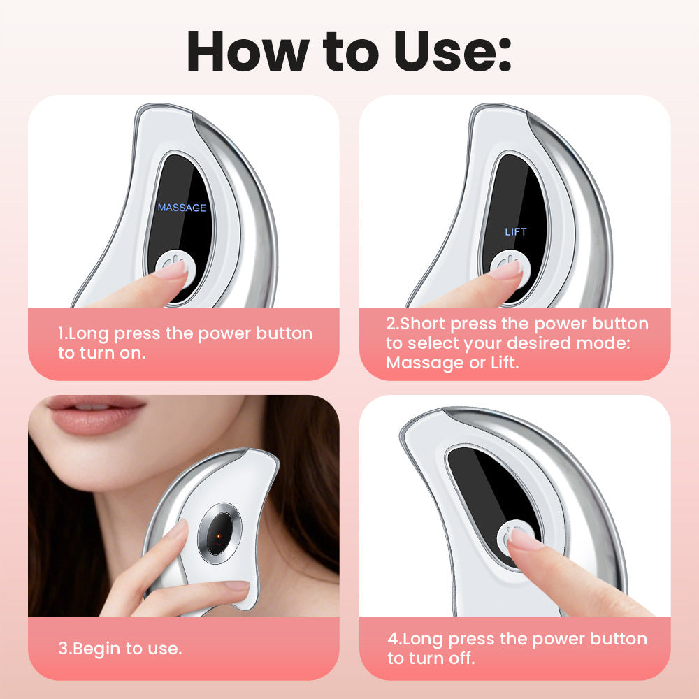 Portable Smart LCD Electric Gua Sha Face Massager - 45Â°C Constant Hot Compresss & Dual Mode Vibration Facial Lifting Beauty Device