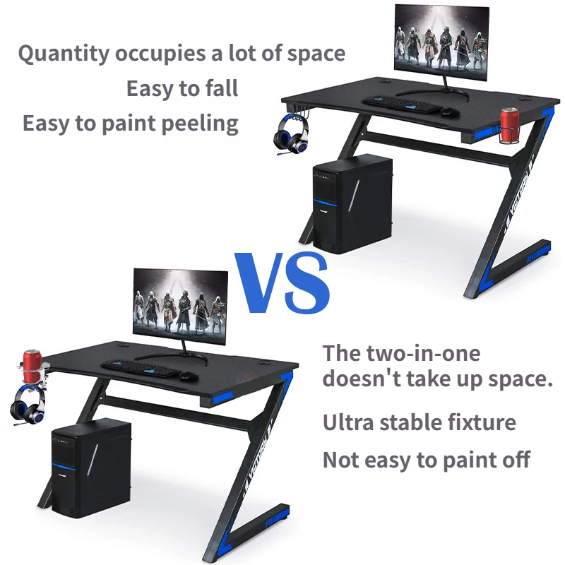 2-in-1 Under-Desk Metal Headphone Hanger &  Anti-Spill Cup Holder - No-Drill Heavy-Duty Desk Adjustable Clamp and 360Â° Swivel Hook