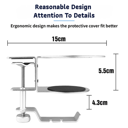 2-in-1 Under-Desk Metal Headphone Hanger &  Anti-Spill Cup Holder - No-Drill Heavy-Duty Desk Adjustable Clamp and 360Â° Swivel Hook