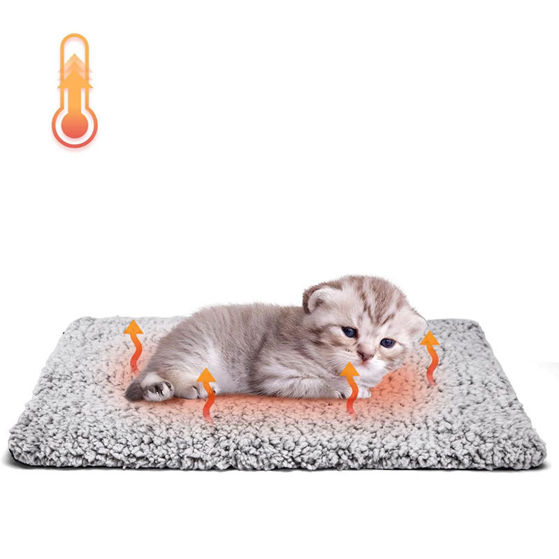 50 x 40 CM Self-Warming Thermal Pet Fluffy Mat with Machine Washable & Removable Zippered Cover - Waterproof Soft Cotton Fleece Bed for Dogs & Cats