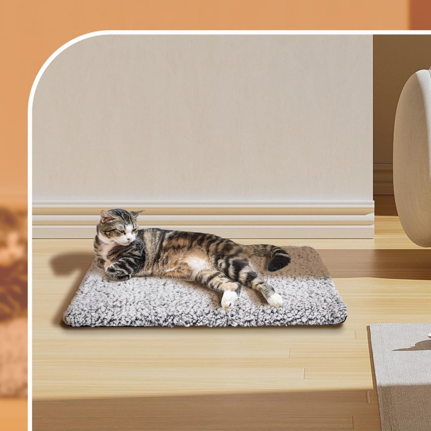 70 x 50 CM Self-Warming Thermal Pet Fluffy Mat with Machine Washable & Removable Zippered Cover - Waterproof Soft Cotton Fleece Bed for Dogs & Cats