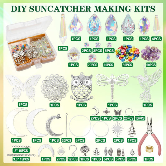 460PCS Suncatcher DIY Making Kit with Storage Box - Premium Crystal Prism Ornaments Craft Set for Home Decor