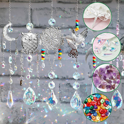 460PCS Suncatcher DIY Making Kit with Storage Box - Premium Crystal Prism Ornaments Craft Set for Home Decor