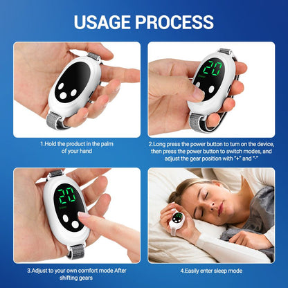 White Smart EMS Sleep Aid Device with Digital Display & 20 Intensity Levels - Wearable Dual Mode Physical Sleep Aid Instrument