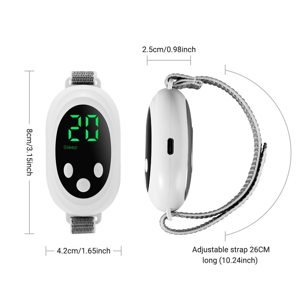 White Smart EMS Sleep Aid Device with Digital Display & 20 Intensity Levels - Wearable Dual Mode Physical Sleep Aid Instrument