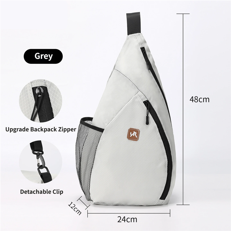 Grey Pickleball & Racket Sports Sling Bag with Expandable High-Capacity Storage - Waterproof Oxford Tennis & Badminton Gear Crossbody Backpack