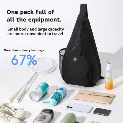 Grey Pickleball & Racket Sports Sling Bag with Expandable High-Capacity Storage - Waterproof Oxford Tennis & Badminton Gear Crossbody Backpack