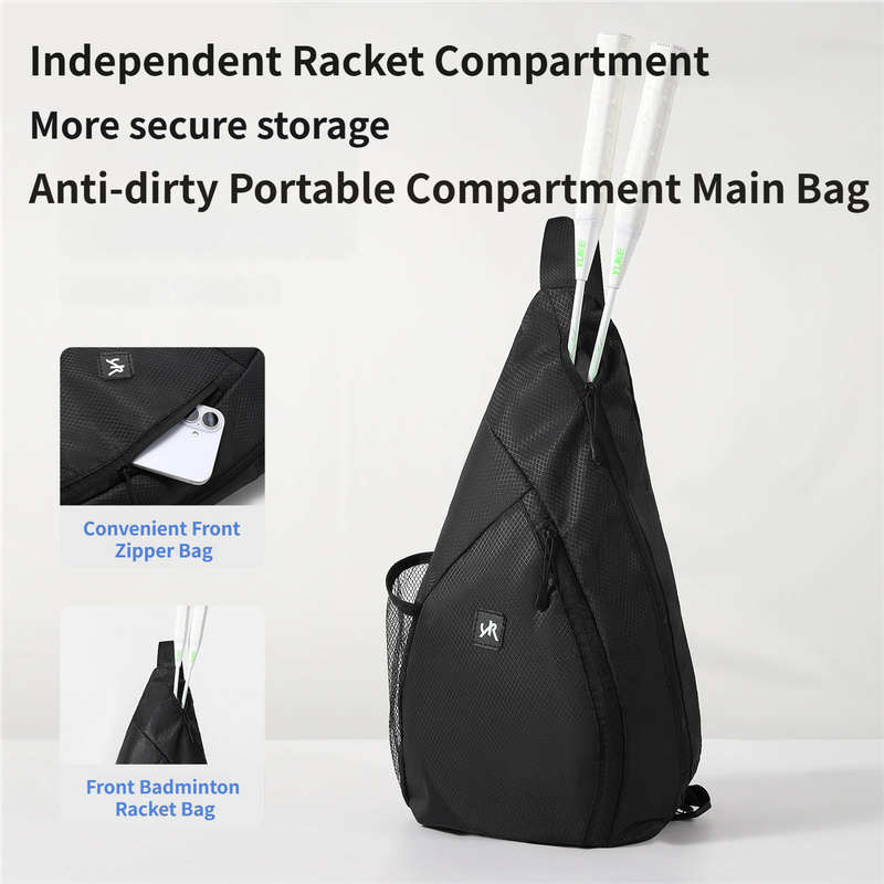 Grey Pickleball & Racket Sports Sling Bag with Expandable High-Capacity Storage - Waterproof Oxford Tennis & Badminton Gear Crossbody Backpack