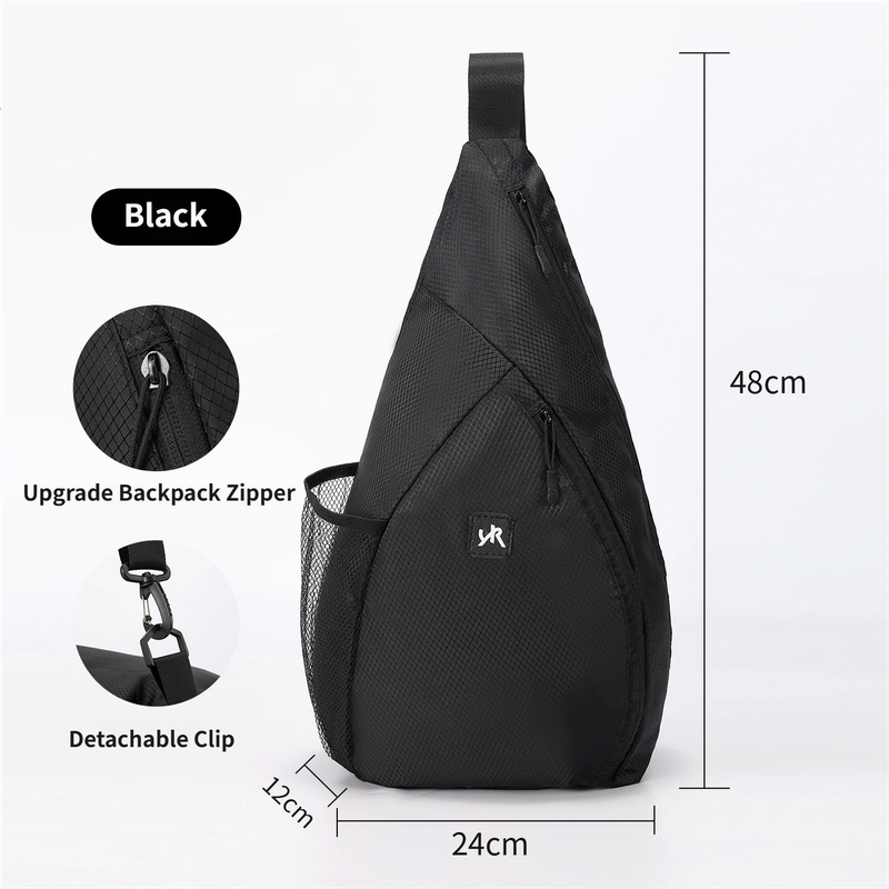 Black Pickleball & Racket Sports Sling Bag with Expandable High-Capacity Storage - Waterproof Oxford Tennis & Badminton Gear Crossbody Backpack