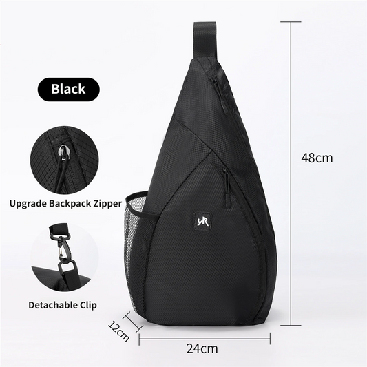 Black Pickleball & Racket Sports Sling Bag with Expandable High-Capacity Storage - Waterproof Oxford Tennis & Badminton Gear Crossbody Backpack