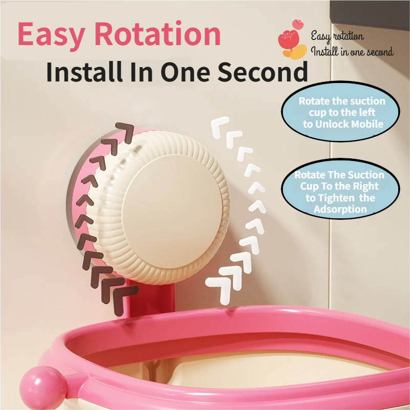 Cream Powder Cute Suction Cup Wall-Mounted Trash Bin with Bag Press Ring and Wide Opening - Multifunctional Organizer & Waste Basket for Office Living Room And Bedroom