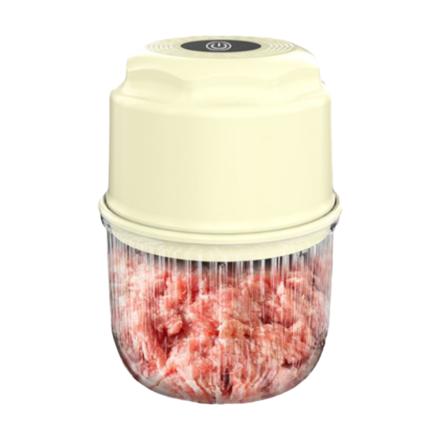 Yellow Cordless Electric Mini Food Chopper with 316 Stainless Steel Blades - Portable 300ml Garlic Crusher & Meat Grinder, One-Touch Operation