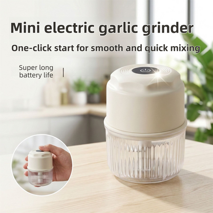 Yellow Cordless Electric Mini Food Chopper with 316 Stainless Steel Blades - Portable 300ml Garlic Crusher & Meat Grinder, One-Touch Operation