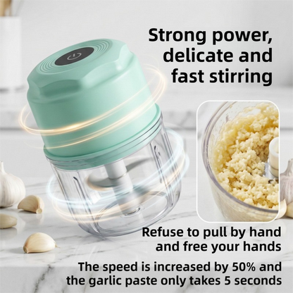 Yellow Cordless Electric Mini Food Chopper with 316 Stainless Steel Blades - Portable 300ml Garlic Crusher & Meat Grinder, One-Touch Operation