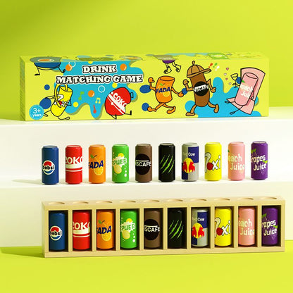 Interactive Beverage Matching Board Game with 20 Colorful Mini Bottles - Color Pairing Memory Challenge