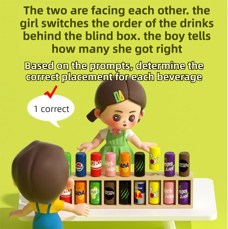 Interactive Beverage Matching Board Game with 20 Colorful Mini Bottles - Color Pairing Memory Challenge