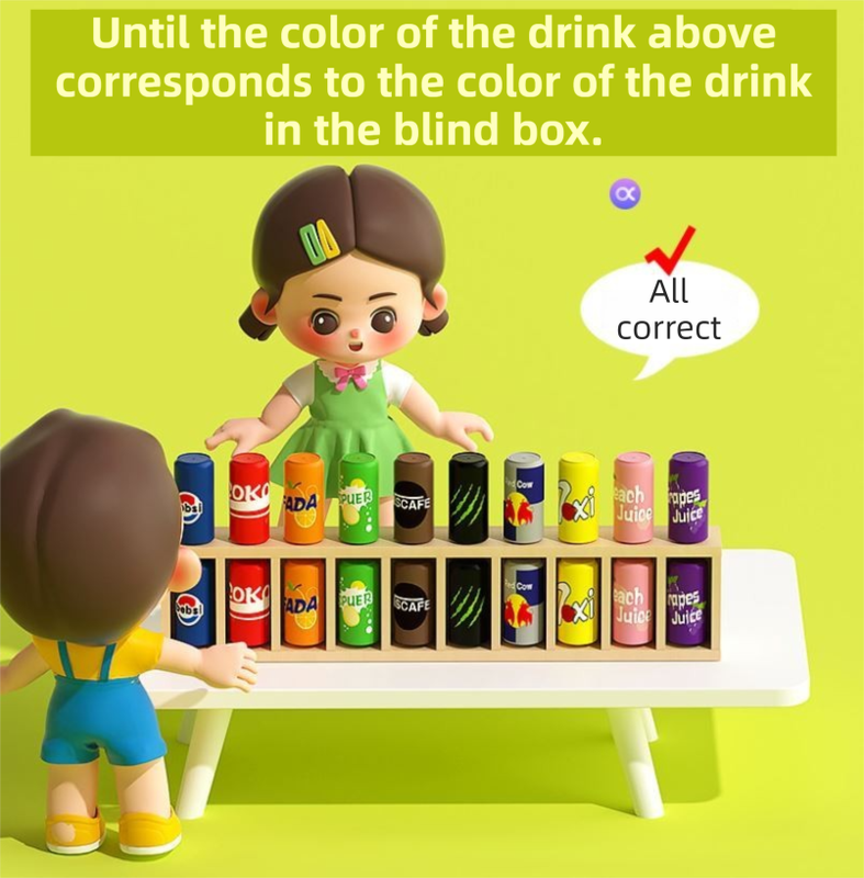 Interactive Beverage Matching Board Game with 20 Colorful Mini Bottles - Color Pairing Memory Challenge