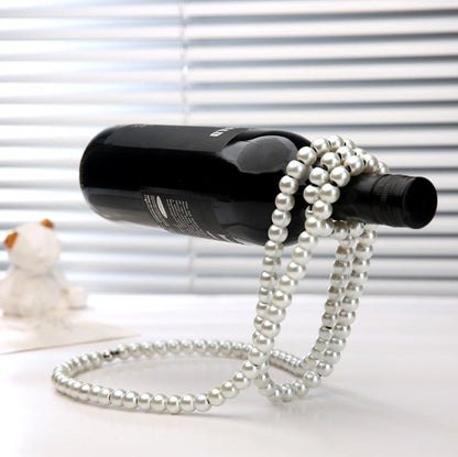 Black Luxury Pearl Floating Wine Rack - Creative Gravity-Defying Wine Bottle Holder, Minimalist Entryway Accent and Unique Gift Idea