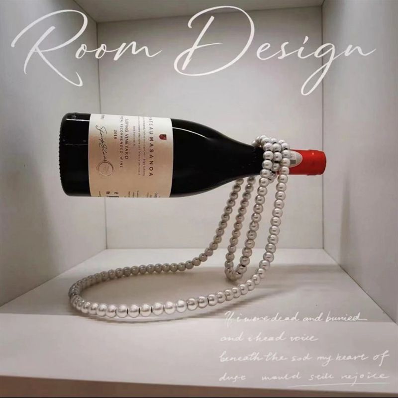 White Luxury Pearl Floating Wine Rack - Creative Gravity-Defying Wine Bottle Holder, Minimalist Entryway Accent and Unique Gift Idea