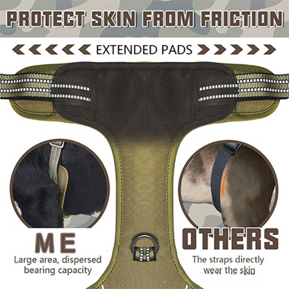 Camouflage Professional Adjustable Tactical Dog Mesh Harness - Reflective No-Pull Pet Vest with Control Handle (M Size for Weight 30-50 lbs)