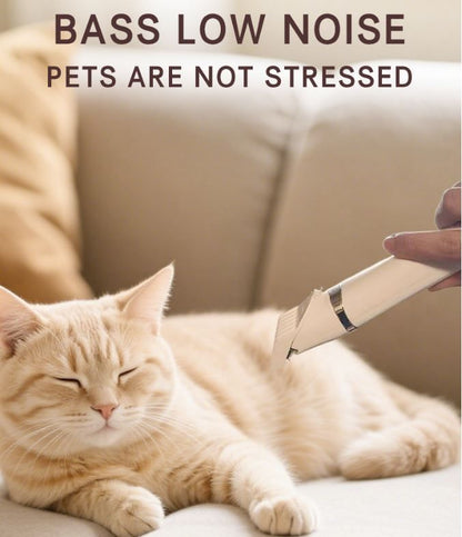 White Professional 3-in-1 Pet Grooming Kit - Low-Noise Rechargeable Dog Hair Trimmer & Nail Grinder for Paws, Eyes, and Body