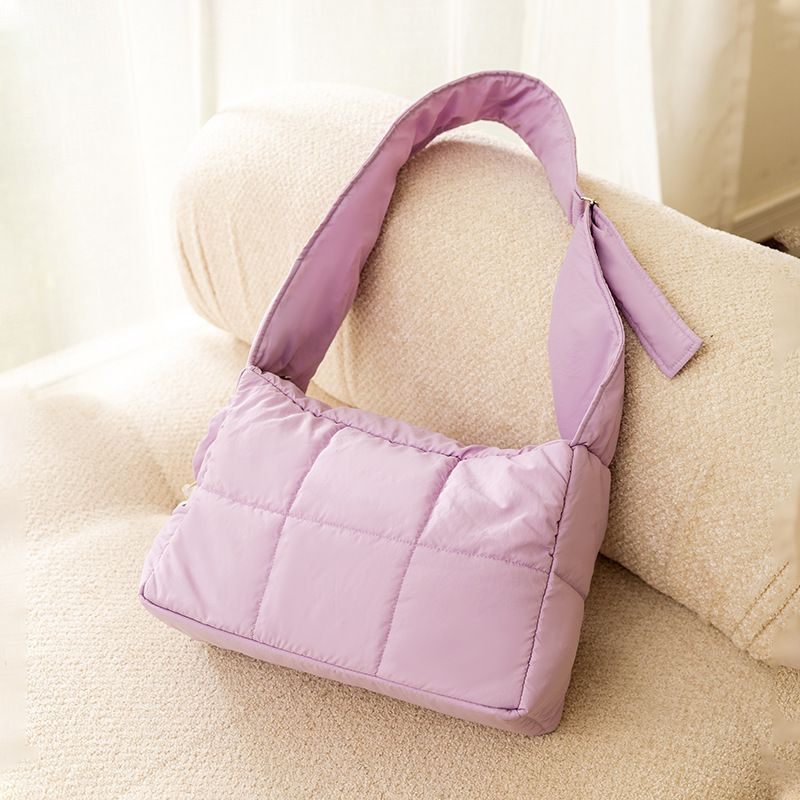 Purple Foldable Insulated Quilted Pet Shoulder Bag with Adjustable Peep Hole & Safety Buckle - Thickened Warm Travel Tote for Small Dogs & Cats Within 5.7KG