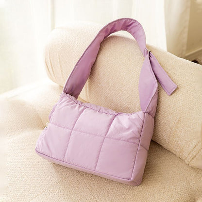 Purple Foldable Insulated Quilted Pet Shoulder Bag with Adjustable Peep Hole & Safety Buckle - Thickened Warm Travel Tote for Small Dogs & Cats Within 5.7KG