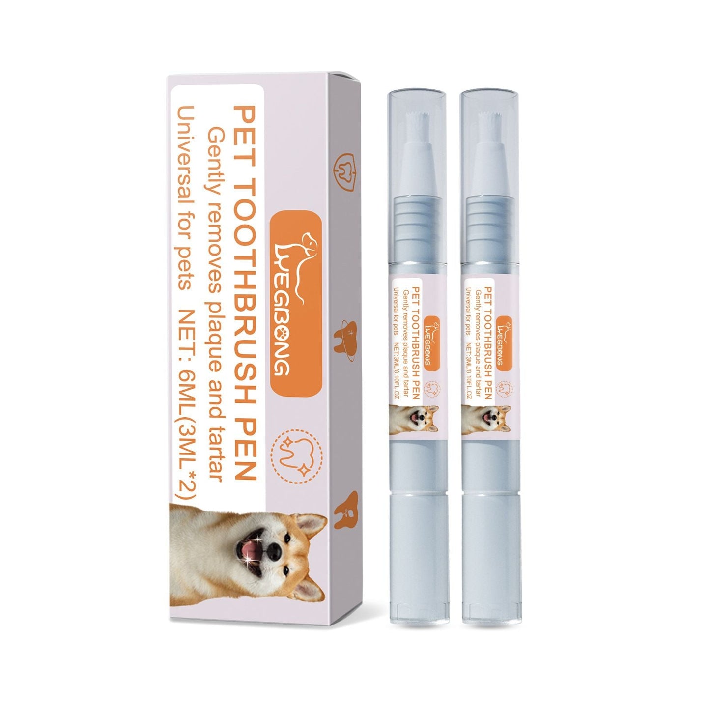 2-Pack Professional Pet Dental Cleaning Pens - Gentle Plaque & Tartar Remover and Breath Freshener for Dogs and Cats