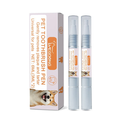2-Pack Professional Pet Dental Cleaning Pens - Gentle Plaque & Tartar Remover and Breath Freshener for Dogs and Cats