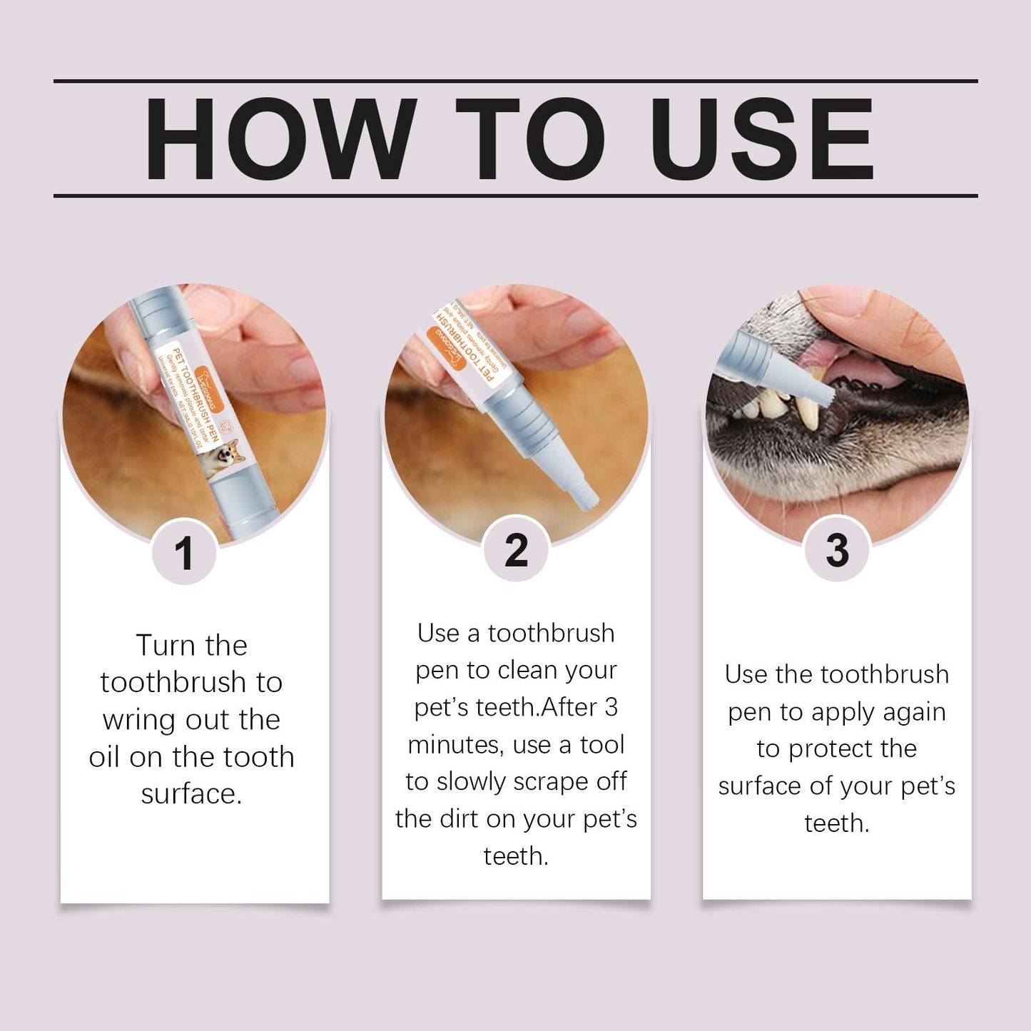 2-Pack Professional Pet Dental Cleaning Pens - Gentle Plaque & Tartar Remover and Breath Freshener for Dogs and Cats