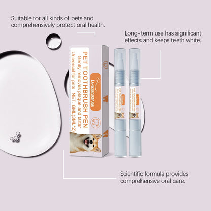 2-Pack Professional Pet Dental Cleaning Pens - Gentle Plaque & Tartar Remover and Breath Freshener for Dogs and Cats