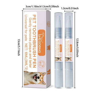 2-Pack Professional Pet Dental Cleaning Pens - Gentle Plaque & Tartar Remover and Breath Freshener for Dogs and Cats
