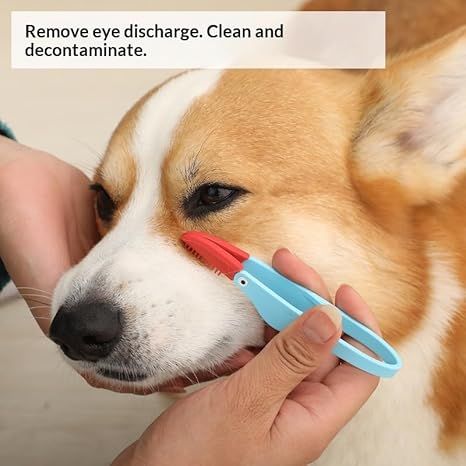 4-Pack Green Pet Eye Cleaning Brushes with Precisice Tweezer - Silicone Soft-Tip Tear Stain & Eye Crust Cleaner, Safe for Dogs and Cats