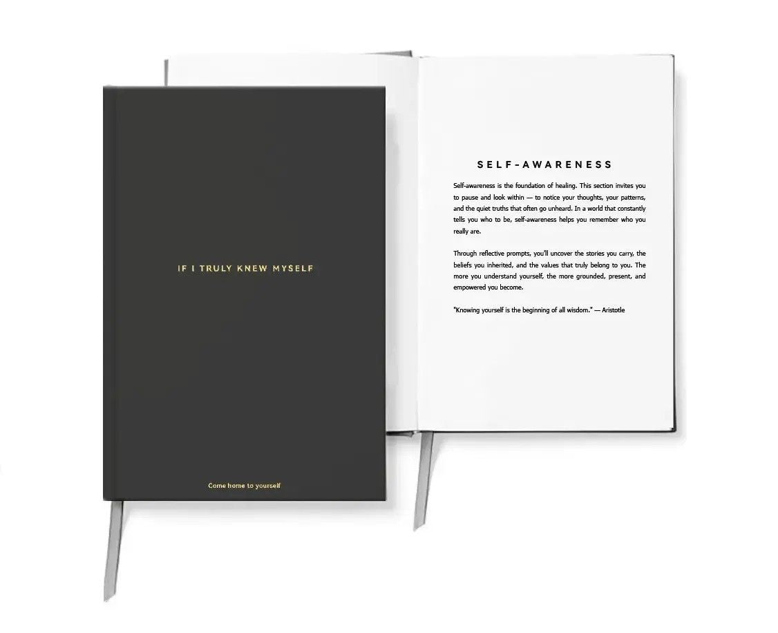 Black If I Truly Knew Myself Guided Self-Discovery Journal - Hardcover Deep Self-Reflective Diary Mindfulness & Personal Growth Planner