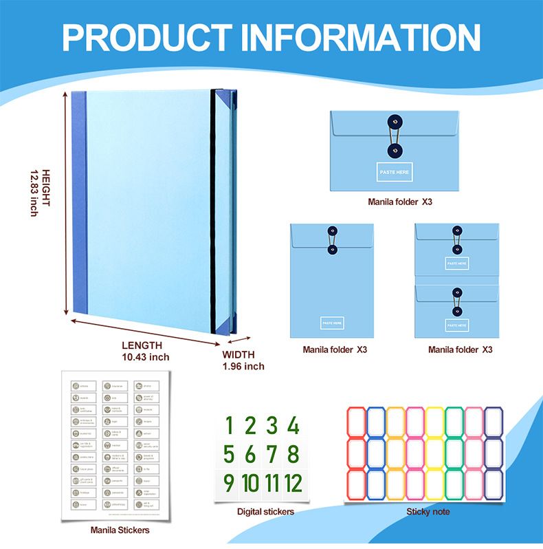 In Case I Go Missing Blue High-Capacity Emergency Information Binder - Heavy Duty Expanding File Organizer and Document Safety Folder