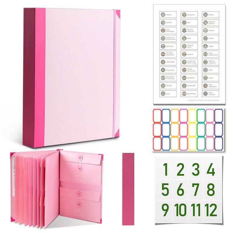 In Case I Go Missing Pink High-Capacity Emergency Information Binder - Heavy Duty Expanding File Organizer and Document Safety Folder