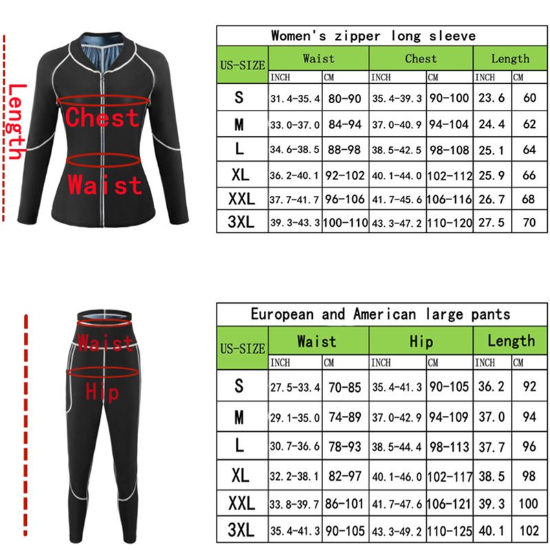 2XL Size Black and Blue Women's Workout Sauna Sweat Suit Set: Long Sleeve & Leggings - High Elasticity Compression Shapewear for Weight Loss & Yoga
