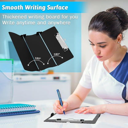 Pink Waterproof Aluminum Tri-Fold Nursing Clipboard with Pen Slot - Lightweight Pocket-Sized A4 Document Holder & 180Â° Flat Writing Pad