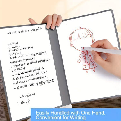 Dark Blue A4 PU Leather Whiteboard Notebook with 3-Color Pens, Eraser & Cloth - Reusable Eco-Friendly Desktop Memo Pad & Handheld Writing Tablet